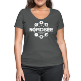 Nordsee Symbole - Frauen Bio-T-Shirt mit V-Ausschnitt von Stanley & Stella - Anthrazit