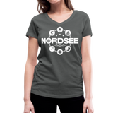 Nordsee Symbole - Frauen Bio-T-Shirt mit V-Ausschnitt von Stanley & Stella - Anthrazit