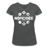 Nordsee Symbole - Frauen Bio-T-Shirt mit V-Ausschnitt von Stanley & Stella - Anthrazit