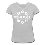 Nordsee Symbole - Frauen Bio-T-Shirt mit V-Ausschnitt von Stanley & Stella - Grau meliert