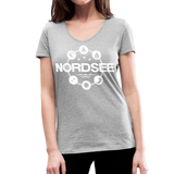 Nordsee Symbole - Frauen Bio-T-Shirt mit V-Ausschnitt von Stanley & Stella - Grau meliert