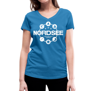 Nordsee Symbole - Frauen Bio-T-Shirt mit V-Ausschnitt von Stanley & Stella - Schwarz