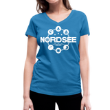 Nordsee Symbole - Frauen Bio-T-Shirt mit V-Ausschnitt von Stanley & Stella - Pfauenblau