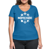 Nordsee Symbole - Frauen Bio-T-Shirt mit V-Ausschnitt von Stanley & Stella - Pfauenblau