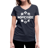 Nordsee Symbole - Frauen Bio-T-Shirt mit V-Ausschnitt von Stanley & Stella - Navy