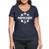 Nordsee Symbole - Frauen Bio-T-Shirt mit V-Ausschnitt von Stanley & Stella - Navy