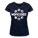 Nordsee Symbole - Frauen Bio-T-Shirt mit V-Ausschnitt von Stanley & Stella - Navy