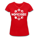 Nordsee Symbole - Frauen Bio-T-Shirt mit V-Ausschnitt von Stanley & Stella - Rot