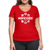 Nordsee Symbole - Frauen Bio-T-Shirt mit V-Ausschnitt von Stanley & Stella - Rot