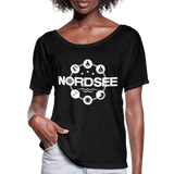 Nordsee Symbole - Frauen T-Shirt mit Fledermausärmeln von Bella + Canvas - Schwarz