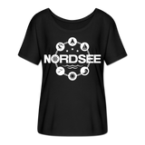 Nordsee Symbole - Frauen T-Shirt mit Fledermausärmeln von Bella + Canvas - Schwarz