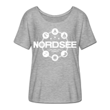 Nordsee Symbole - Frauen T-Shirt mit Fledermausärmeln von Bella + Canvas - Grau meliert