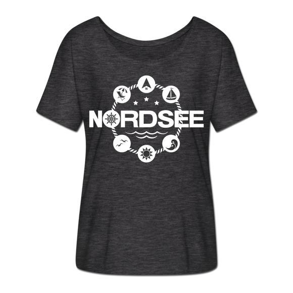 Nordsee Symbole - Frauen T-Shirt mit Fledermausärmeln von Bella + Canvas - Anthrazit