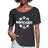 Nordsee Symbole - Frauen T-Shirt mit Fledermausärmeln von Bella + Canvas - Anthrazit