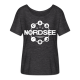 Nordsee Symbole - Frauen T-Shirt mit Fledermausärmeln von Bella + Canvas - Anthrazit