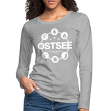 Ostsee Symbole - Frauen Premium Langarmshirt - Grau meliert