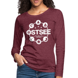 Ostsee Symbole - Frauen Premium Langarmshirt - Bordeauxrot meliert