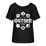 Ostsee Symbole - Frauen T-Shirt mit Fledermausärmeln von Bella + Canvas - Schwarz