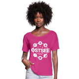 Ostsee Symbole - Frauen T-Shirt mit Fledermausärmeln von Bella + Canvas - Fuchsiarot