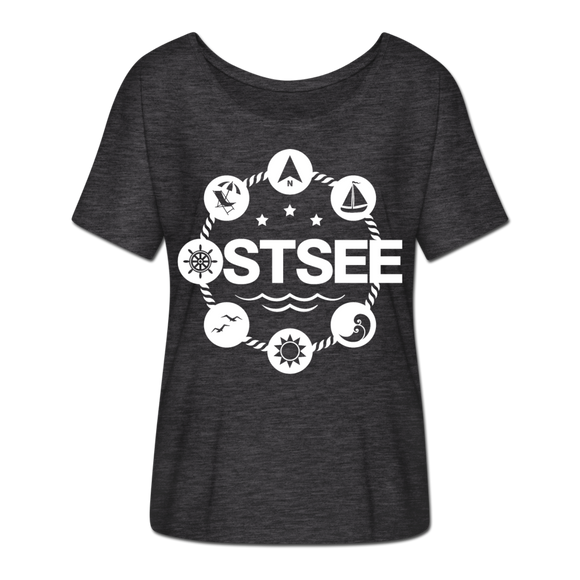 Ostsee Symbole - Frauen T-Shirt mit Fledermausärmeln von Bella + Canvas - Anthrazit