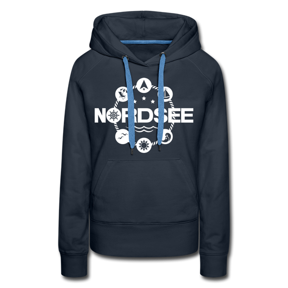 Nordsee Symbole - Frauen Premium Hoodie - Navy