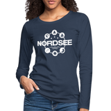 Nordsee Symbole - Frauen Premium Langarmshirt - Navy