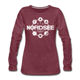 Nordsee Symbole - Frauen Premium Langarmshirt - Bordeauxrot meliert