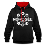 Nordsee Symbole - Frauen Kontrast-Hoodie - Schwarz/Rot