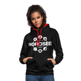 Nordsee Symbole - Frauen Kontrast-Hoodie - Schwarz/Rot