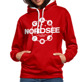 Nordsee Symbole - Frauen Kontrast-Hoodie - Rot/Weiß