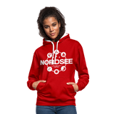 Nordsee Symbole - Frauen Kontrast-Hoodie - Rot/Weiß