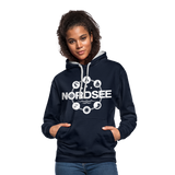 Nordsee Symbole - Frauen Kontrast-Hoodie - Navy/Grau meliert