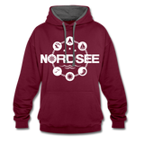 Nordsee Symbole - Frauen Kontrast-Hoodie - Weinrot/Anthrazit