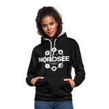 Nordsee Symbole - Frauen Kontrast-Hoodie - Schwarz/Grau meliert