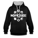 Nordsee Symbole - Frauen Kontrast-Hoodie - Schwarz/Grau meliert