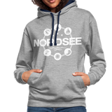 Nordsee Symbole - Frauen Kontrast-Hoodie - Grau meliert/Navy