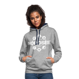 Nordsee Symbole - Frauen Kontrast-Hoodie - Grau meliert/Navy