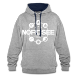 Nordsee Symbole - Frauen Kontrast-Hoodie - Grau meliert/Navy