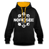 Nordsee Symbole - Frauen Kontrast-Hoodie - Schwarz/Gold