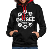 Ostsee Symbole - Frauen Kontrast-Hoodie - Schwarz/Rot