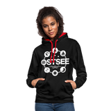 Ostsee Symbole - Frauen Kontrast-Hoodie - Schwarz/Rot