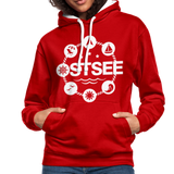 Ostsee Symbole - Frauen Kontrast-Hoodie - Rot/Weiß