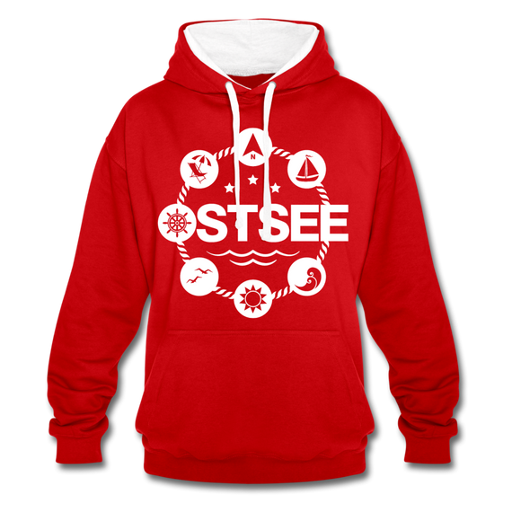 Ostsee Symbole - Frauen Kontrast-Hoodie - Rot/Weiß