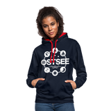 Ostsee Symbole - Frauen Kontrast-Hoodie - Navy/Rot