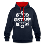 Ostsee Symbole - Frauen Kontrast-Hoodie - Navy/Rot