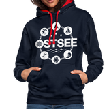 Ostsee Symbole - Frauen Kontrast-Hoodie - Navy/Rot