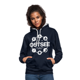 Ostsee Symbole - Frauen Kontrast-Hoodie - Navy/Grau meliert