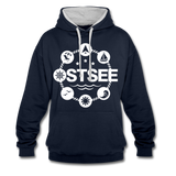 Ostsee Symbole - Frauen Kontrast-Hoodie - Navy/Grau meliert