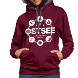 Ostsee Symbole - Frauen Kontrast-Hoodie - Weinrot/Anthrazit