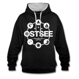 Ostsee Symbole - Frauen Kontrast-Hoodie - Schwarz/Grau meliert